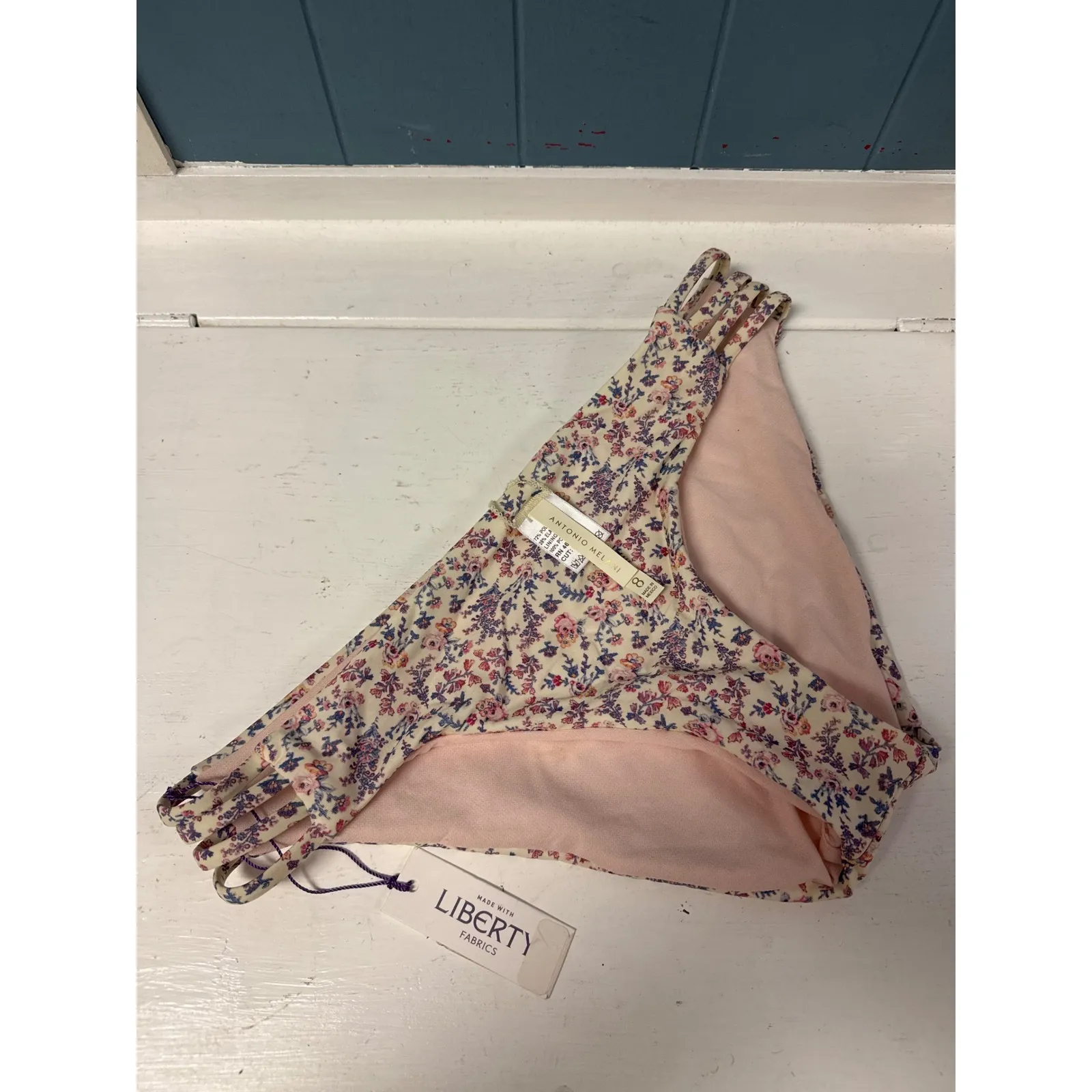 Antonio Melanie floral blush pink bikini‎ bottoms women's size 8 NWT - Image 7