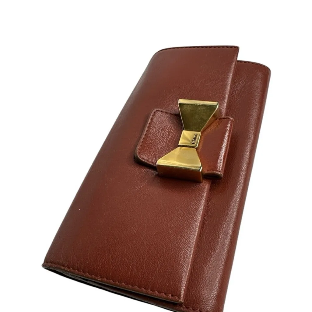 Chloe Leather Bobbie Cognac Wallet per-owned - Image 8