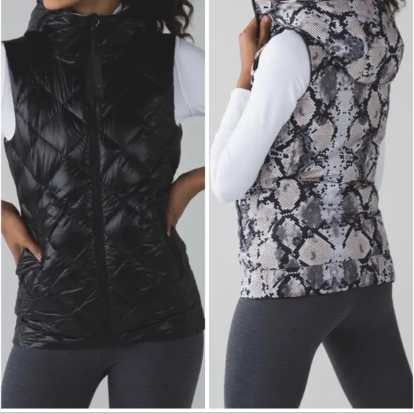 Lululemon The Fluffiest Reversible Down Vest Black Ziggy Snake, 2 - Image 2