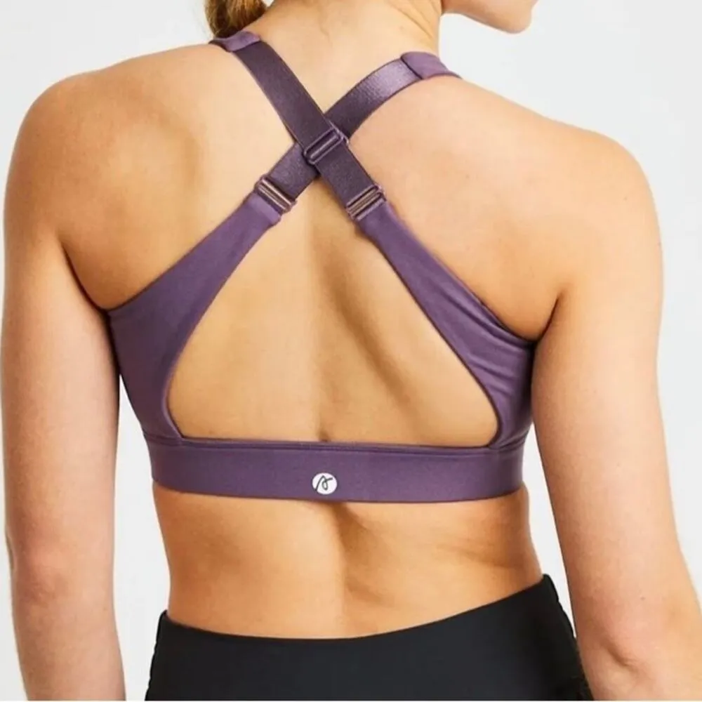 AYBL Purple Zip Up Sports Bra Womens M Athleisure Sportswear - Image 2