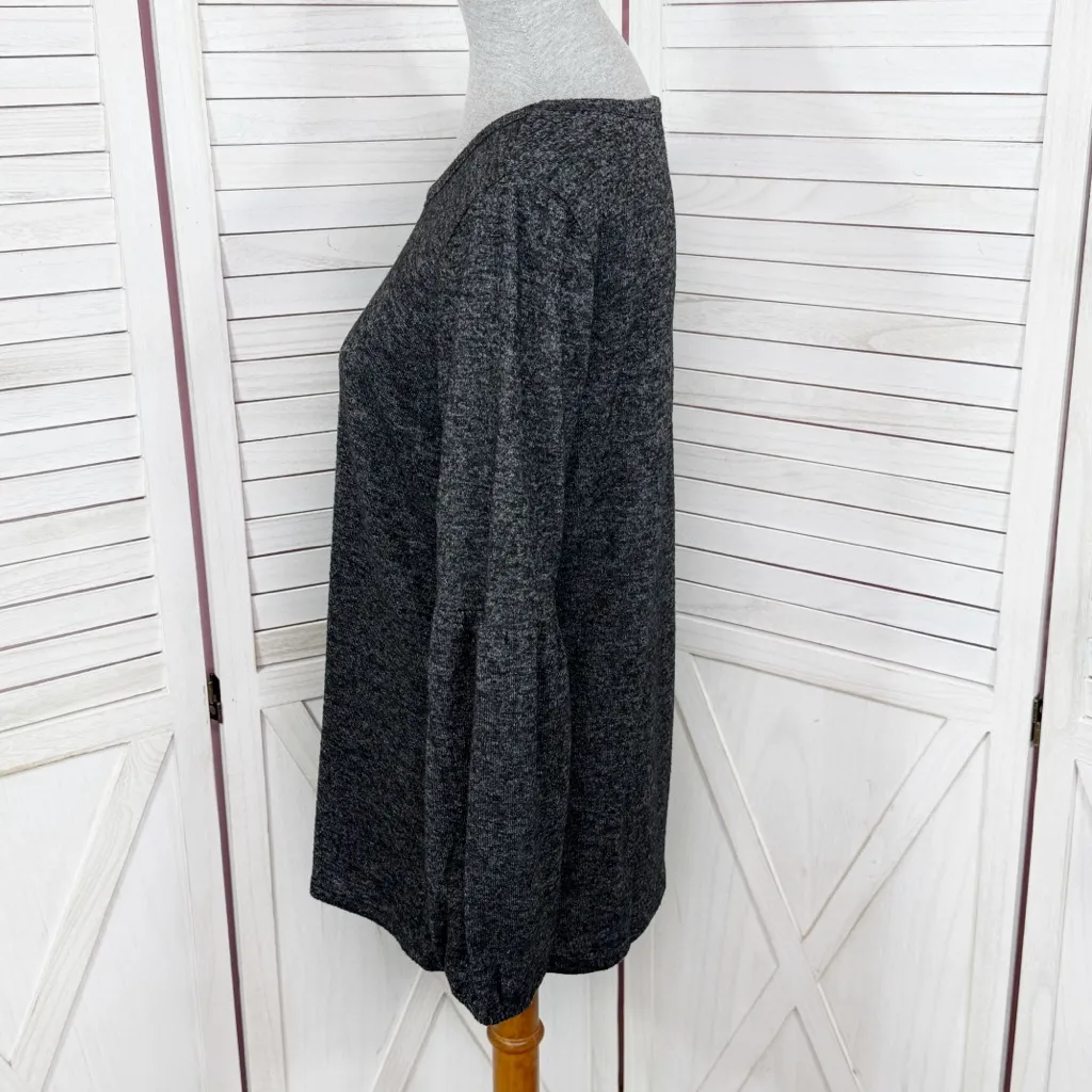 Absolutely Famous Bishop Long Sleeve Knit Top Charcoal Grey Medium - Image 2