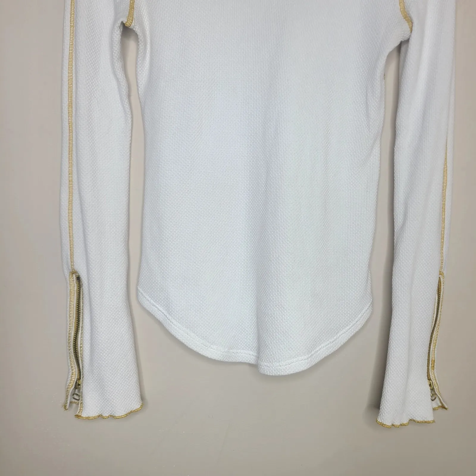 Free‎ People Zip To It Thermal White Fall Preppy Western Boho Rodeo Womens M - Image 3