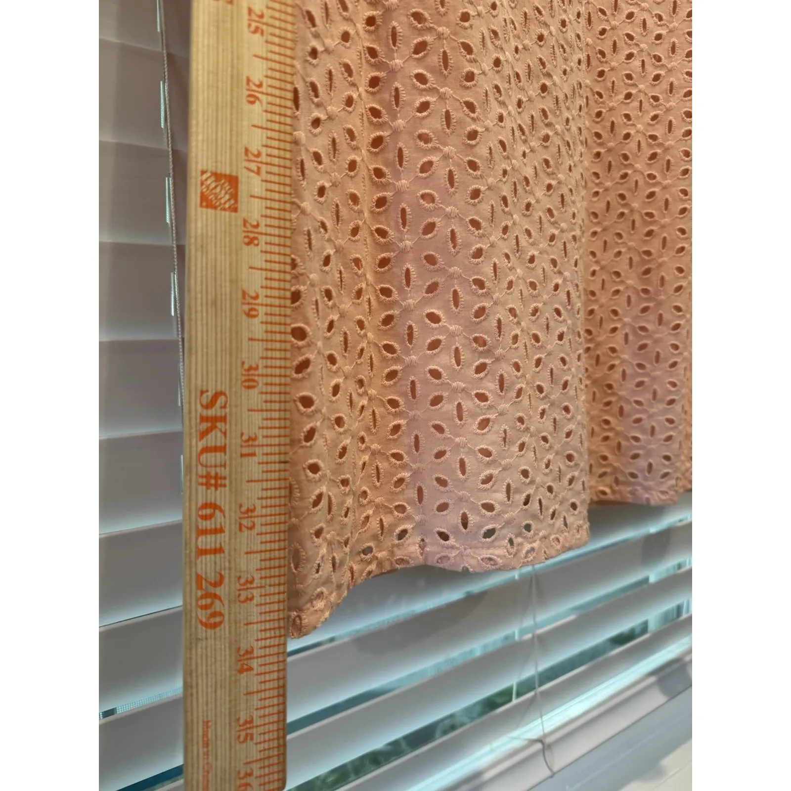 Everly‎ Feminine Floral Eyelet Detail Coral Light Pink Spring Sun Dress Size M - Image 8