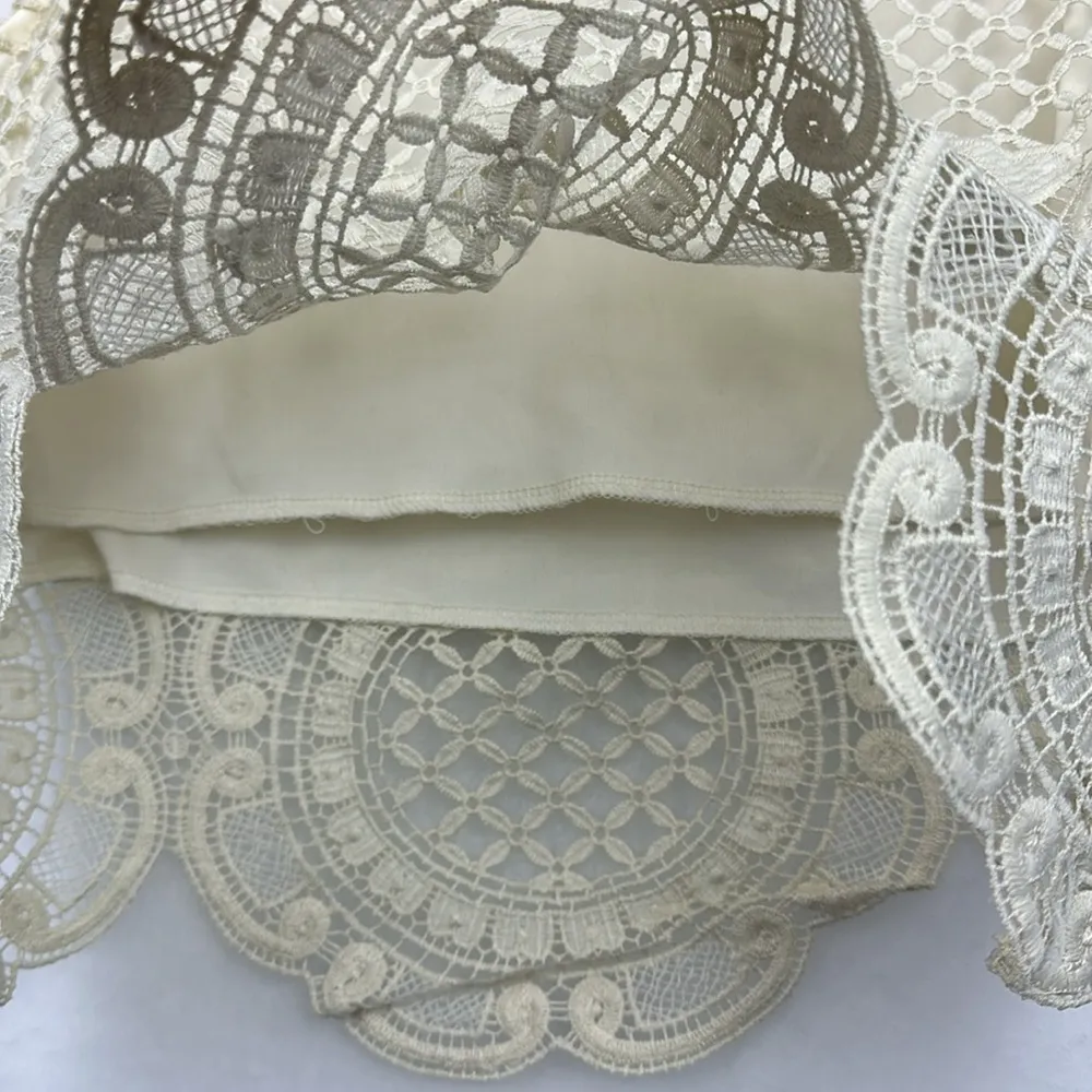 Crochet/Lace Tank Sz M Sleeves Tam/Cream - Image 3