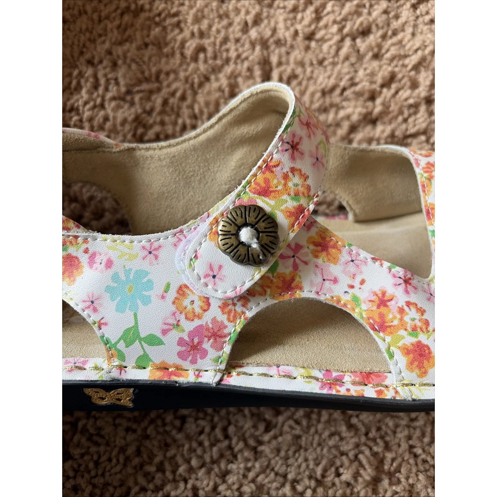 Alegria White Leather Floral Flower BECKIE Prime Time Comfort Sandal Shoes 37 - Image 9
