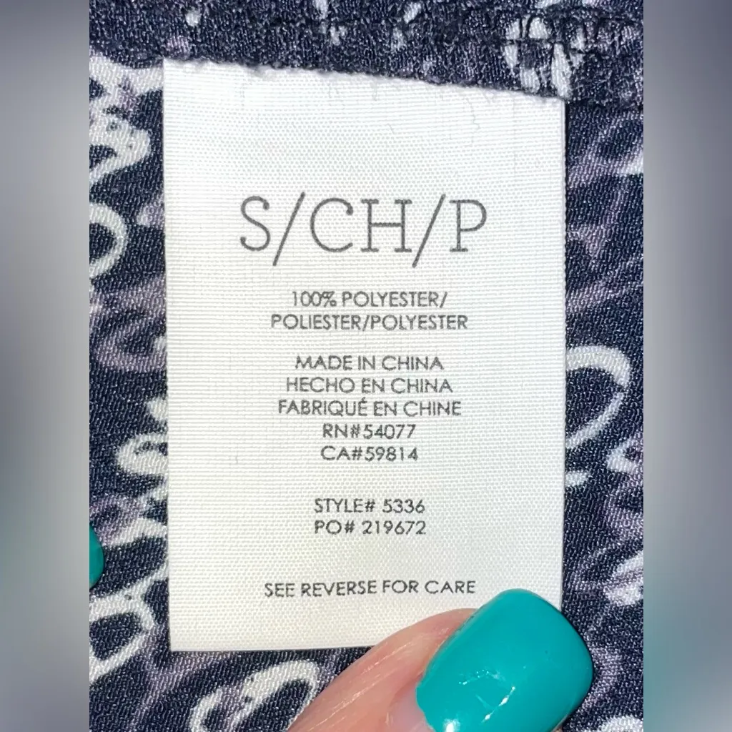 Cabi Women's Te Amo Navy Multi Love Blouse Puffy Long Sleeve Style 5336 Size S - Image 10