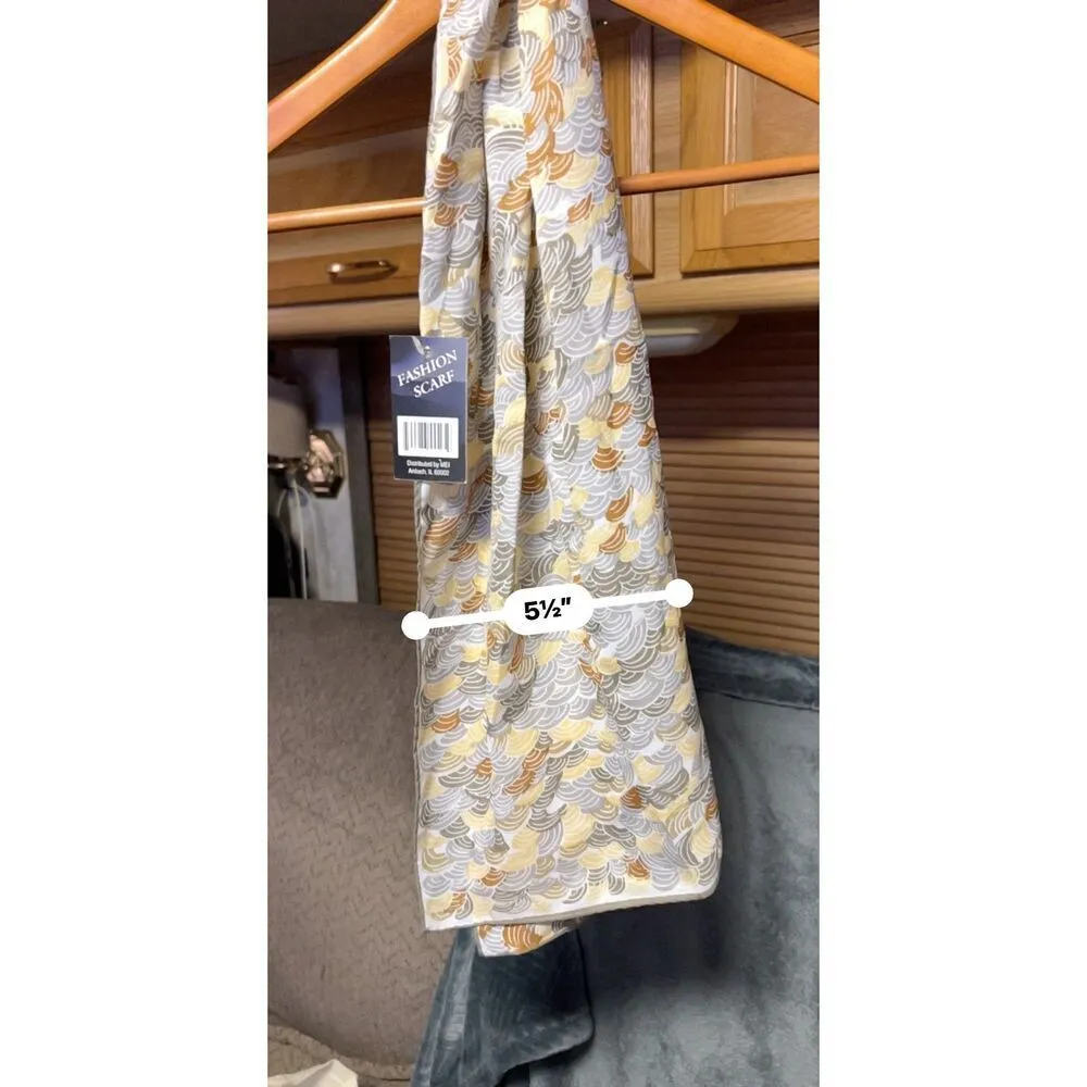 Glentex Scarf 100% Rayon Abstract Wave Pattern Brown - Image 3