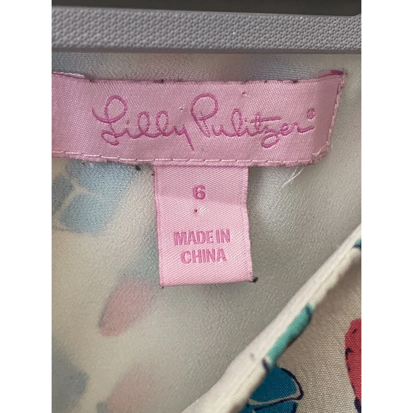 Lilly‎ Pulitzer Silk Dress Lipstick Print One Shoulder Navy Blue Size 6 - Image 6