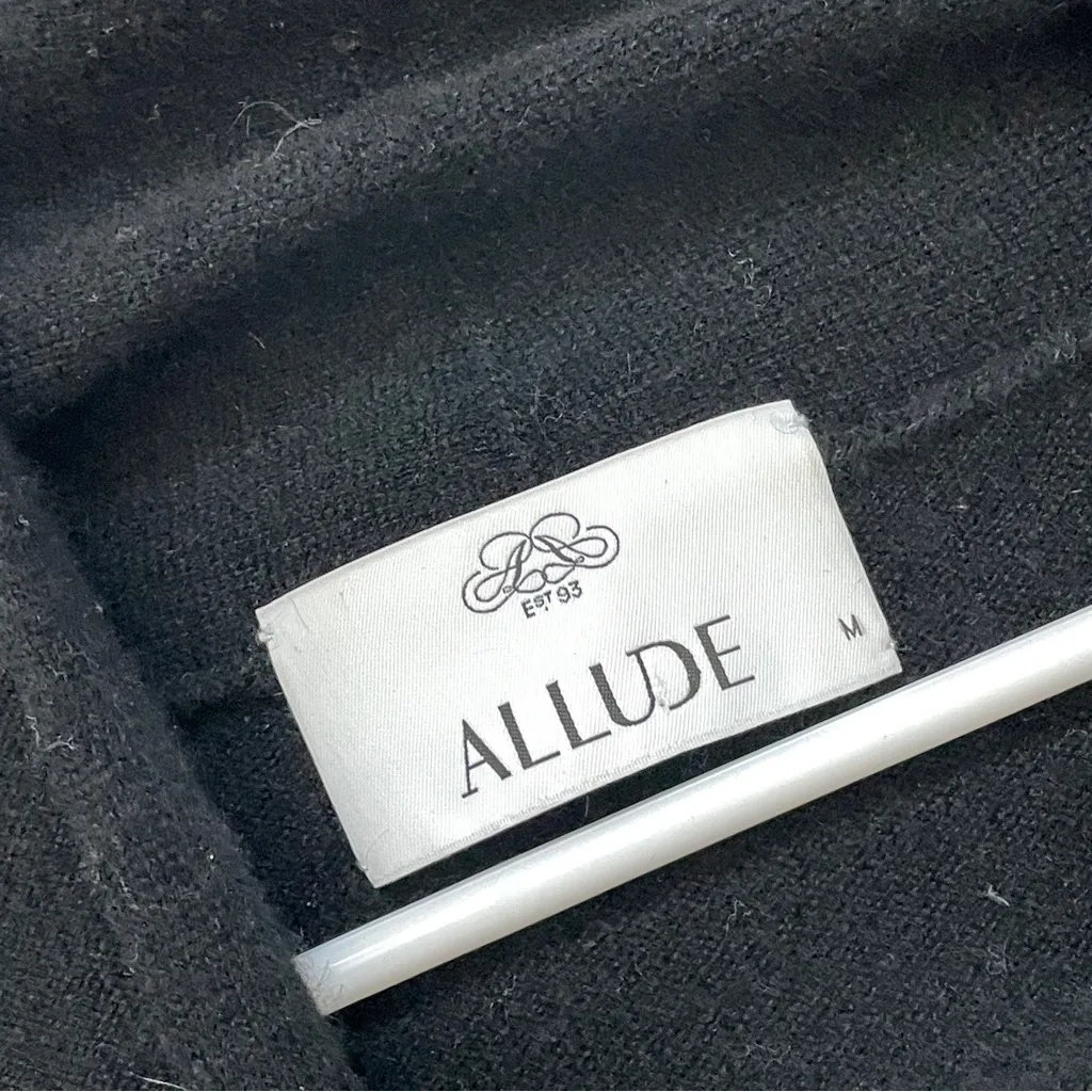 Allude Wool Cardigan virgin cashmere wrap sweater womens Black medium minimalist - Image 2