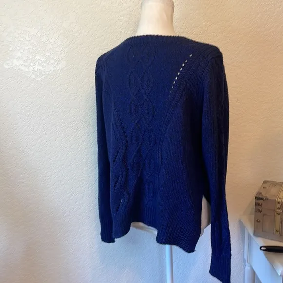 John + Jenn  Cable Knit Sweater Blue Size Large‎ - Image 3
