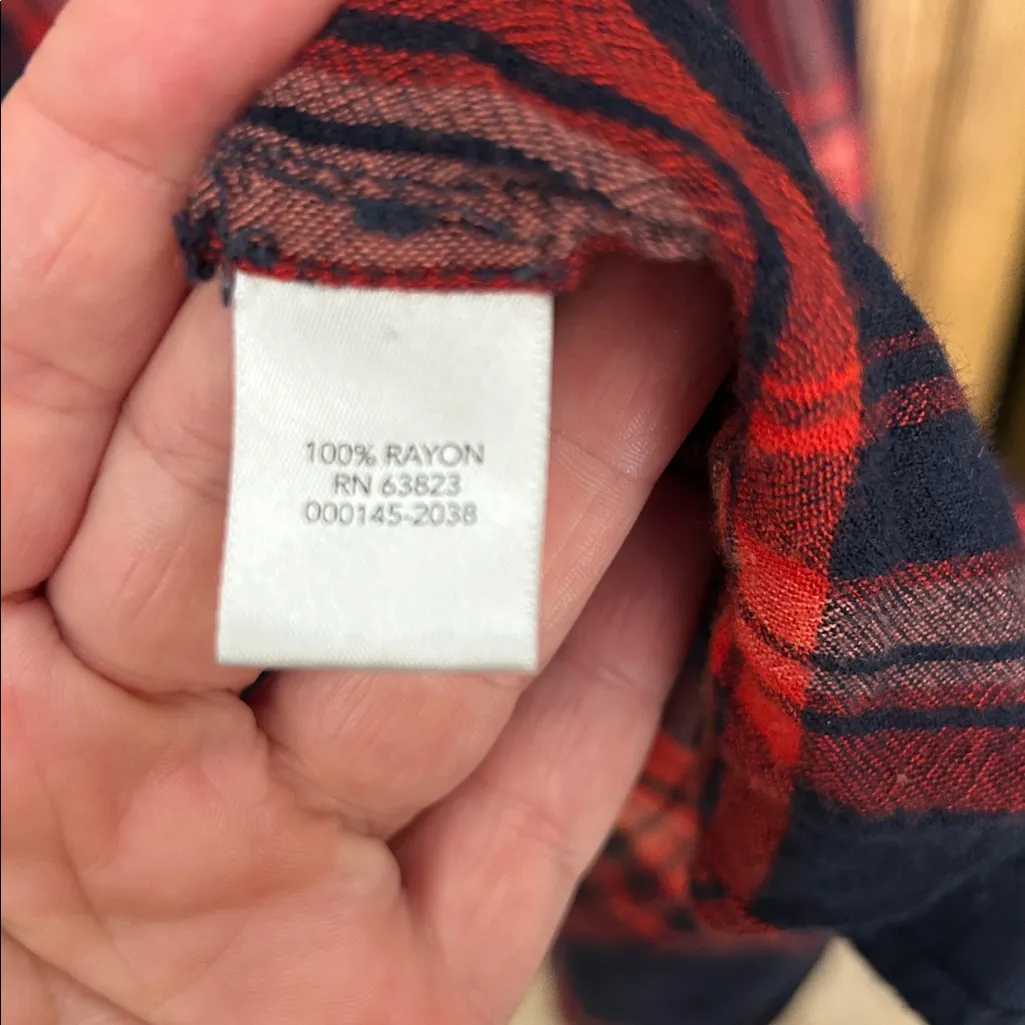 Christopher & Banks Plaid Embroidered Floral‎ Flannel Collared Top Shirt Large - Image 4