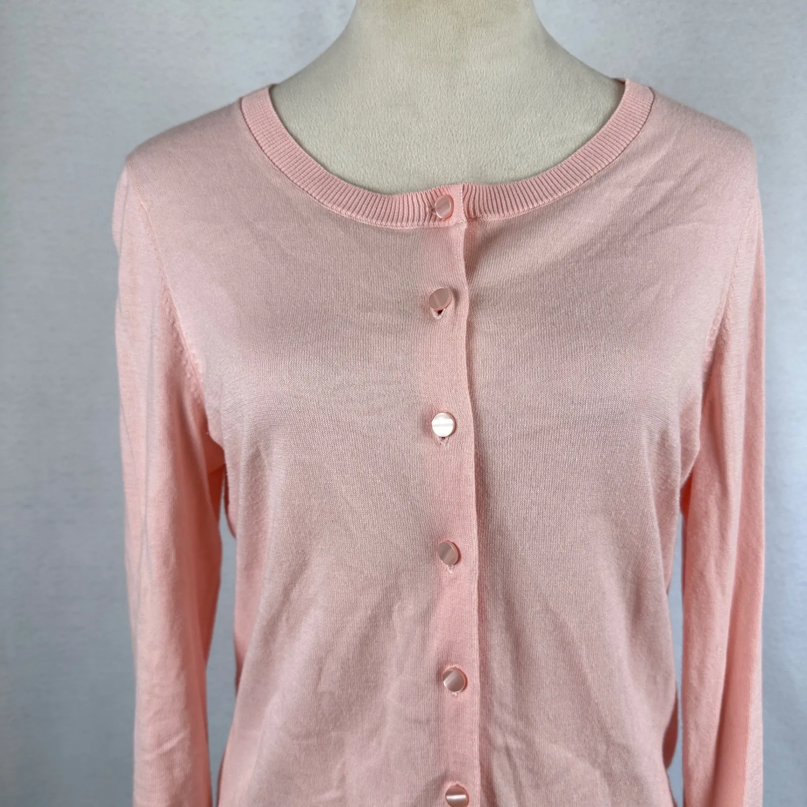 Talbots Pink Knit‎ Cardigan Sweater Women Medium Classic Soft Casual Lightweight - Image 2