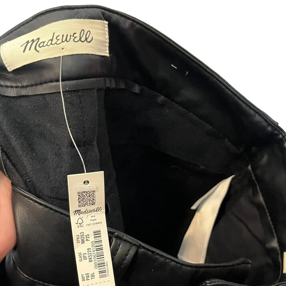 Madewell NWT Petite Perfect Vintage Jean Faux Leather Black Size 25P Straight - Image 9