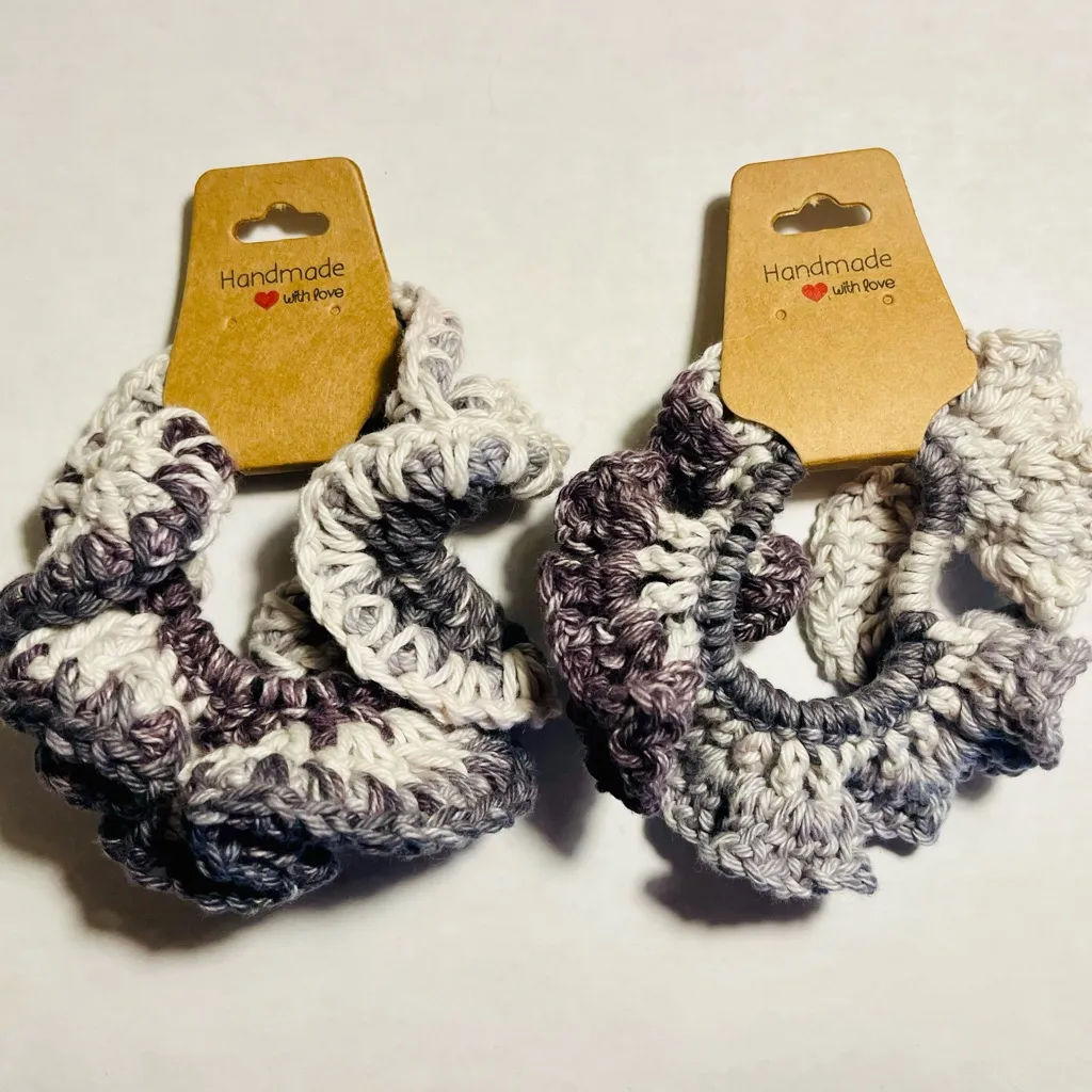Handmade Crochet Hair Scrunchies Set of 2- NIP - Image 3