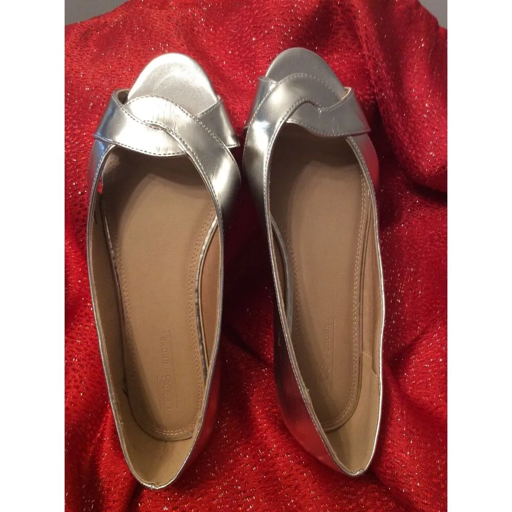 Asos Leadership Peeptoe Ballet Flats Silver Size 7 - Image 4
