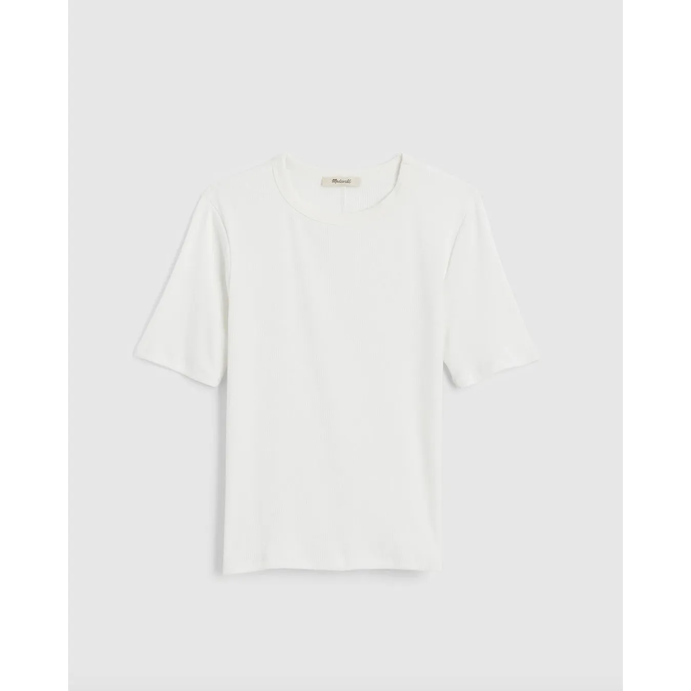 Madewell Regenerative Cotton Ribbed Elbow Sleeve Tee Shirt White Medium NWT - Image 6