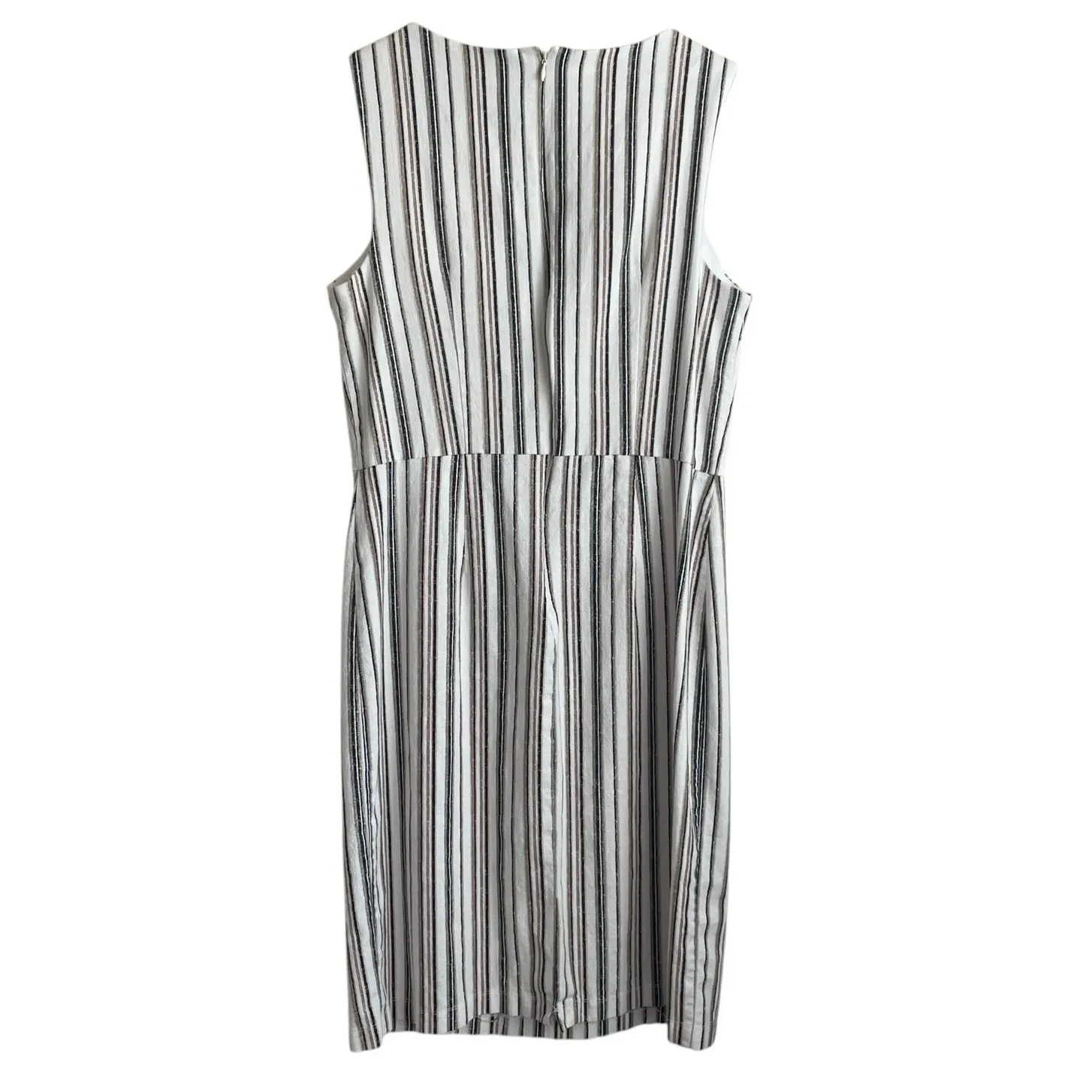 Apt‎ 9 Women Shift Dress 14 Neutral Striped Linen Blend Coastal Office Travel - Image 3