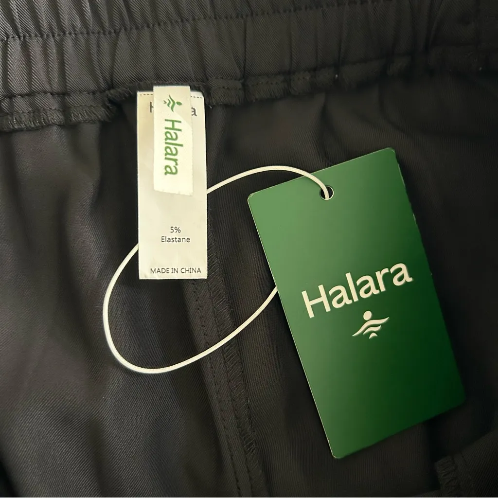 NWT Halara High Waisted Zipper Pocket Shirred Straight Leg Work Pants black L - Image 13