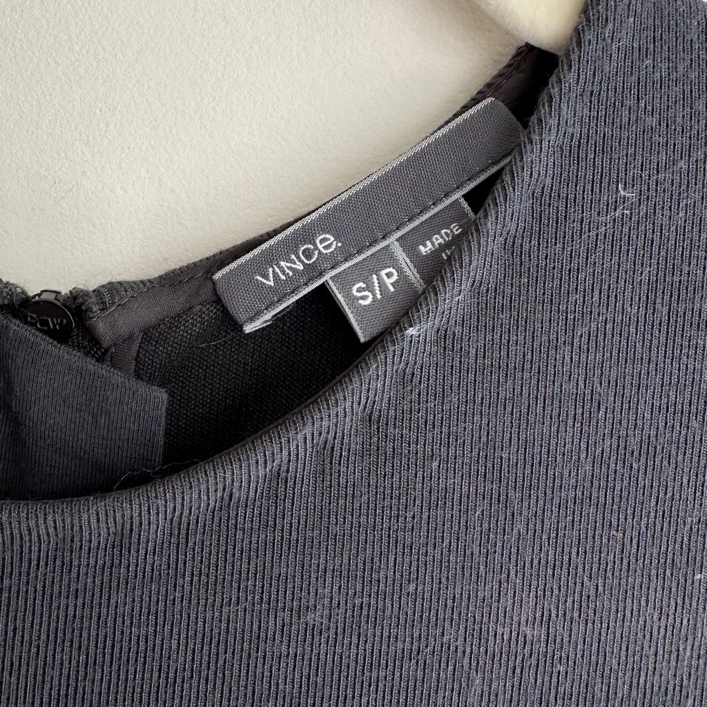 Vince Grey Ribbed Tank Top Midi Dress, Bodycon Dress, Size Small - Image 4