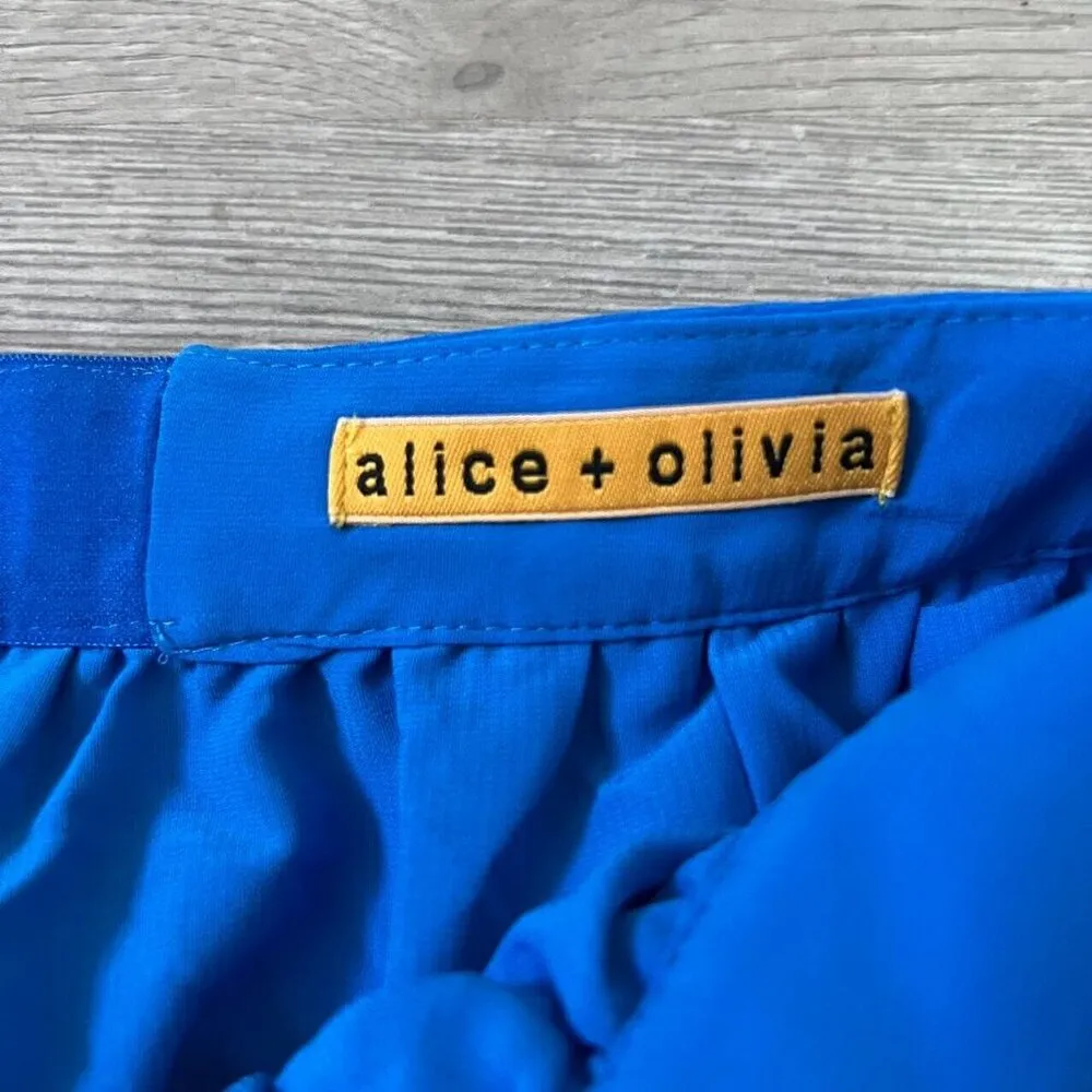 Alice + Olivia Womens Back Zip Pleated Mini Skirt Blue Size 8 Waist 29 - Image 4