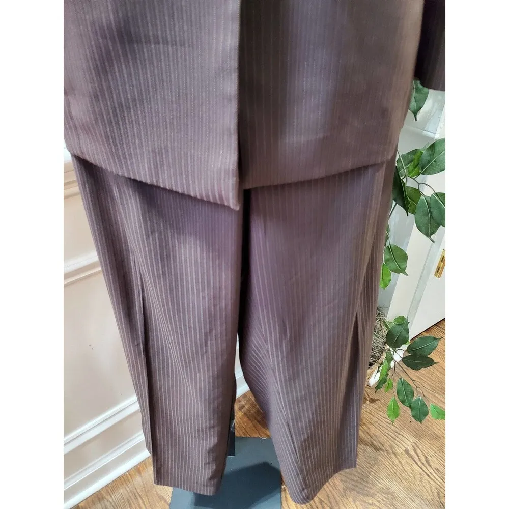 Worthington Women's Brown Polyester Single Breasted Jacket & Pant 2 Pc Suit 16 - Image 4