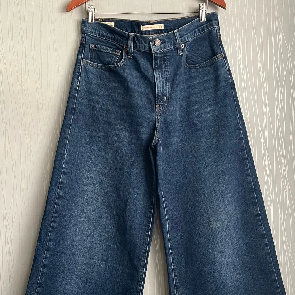 Levi’s 728 Women’s Size 31 High Rise Wide Leg Jeans Woodstock Blue - Image 7