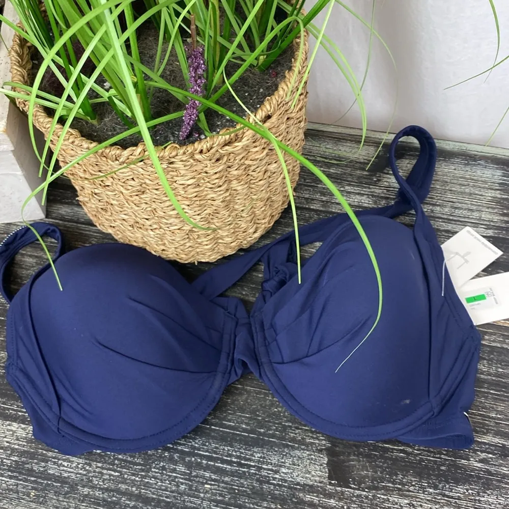 Calvin Klein Blue Convertible Strap Underwire Contour Bikini Bathing Suit Top L - Image 3