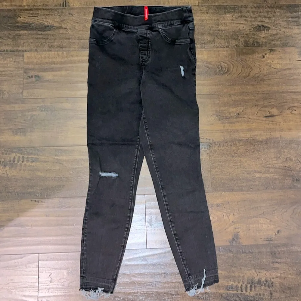 Raw Hem Distressed Pull-On Jeans - Image 3