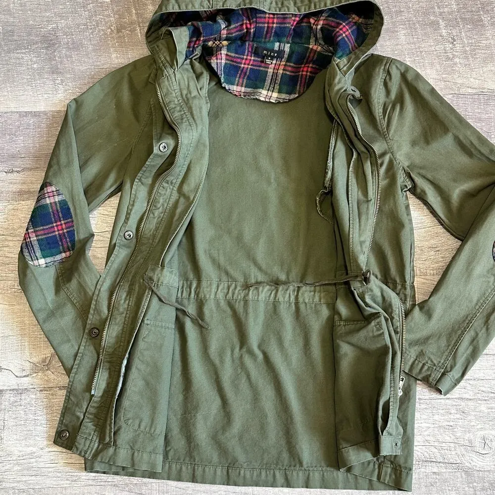 Mine Utility Jacket Womens S Army Green Full Zip Hooded Cinch Waist Military - Image 3