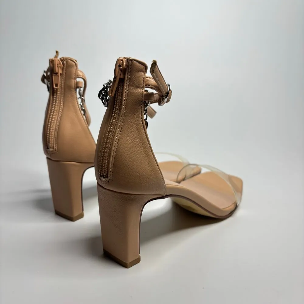 Chinese Laundry Yara Ankle Chain Heels in Taupe/Clear Vinyl - Image 4