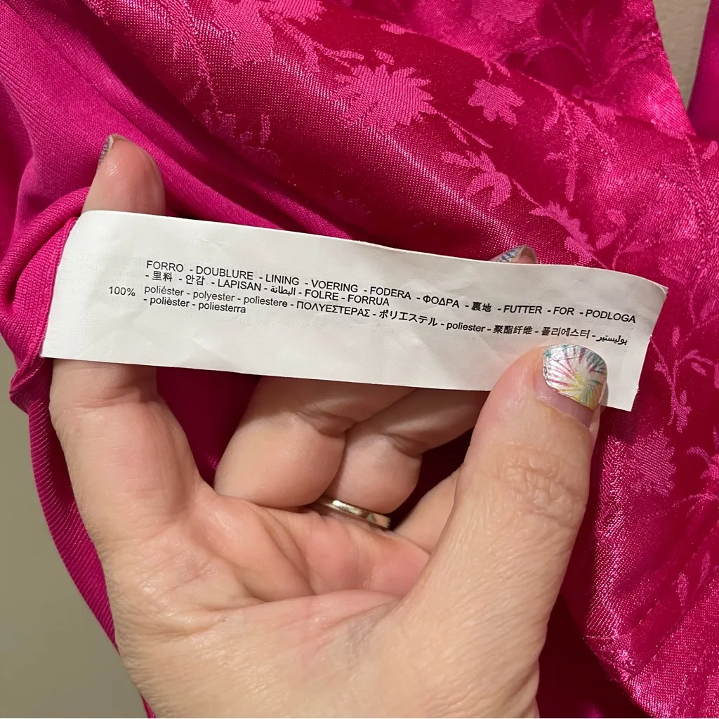 Zara Halter Keyhole Satin Floral Jacquard Top Pink Women’s Size Large NWT - Image 11