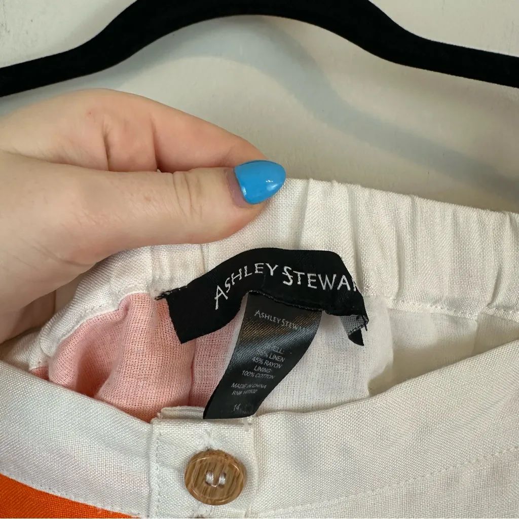 Ashley Stewart | White, Yellow, and Pink Colorblock Button Front Midi Skirt 14 - Image 4