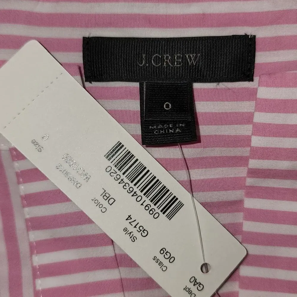 NWT J Crew Womens‎ Pink White Striped Bell Sleeve Shirt Top Blouse 0 - Image 4