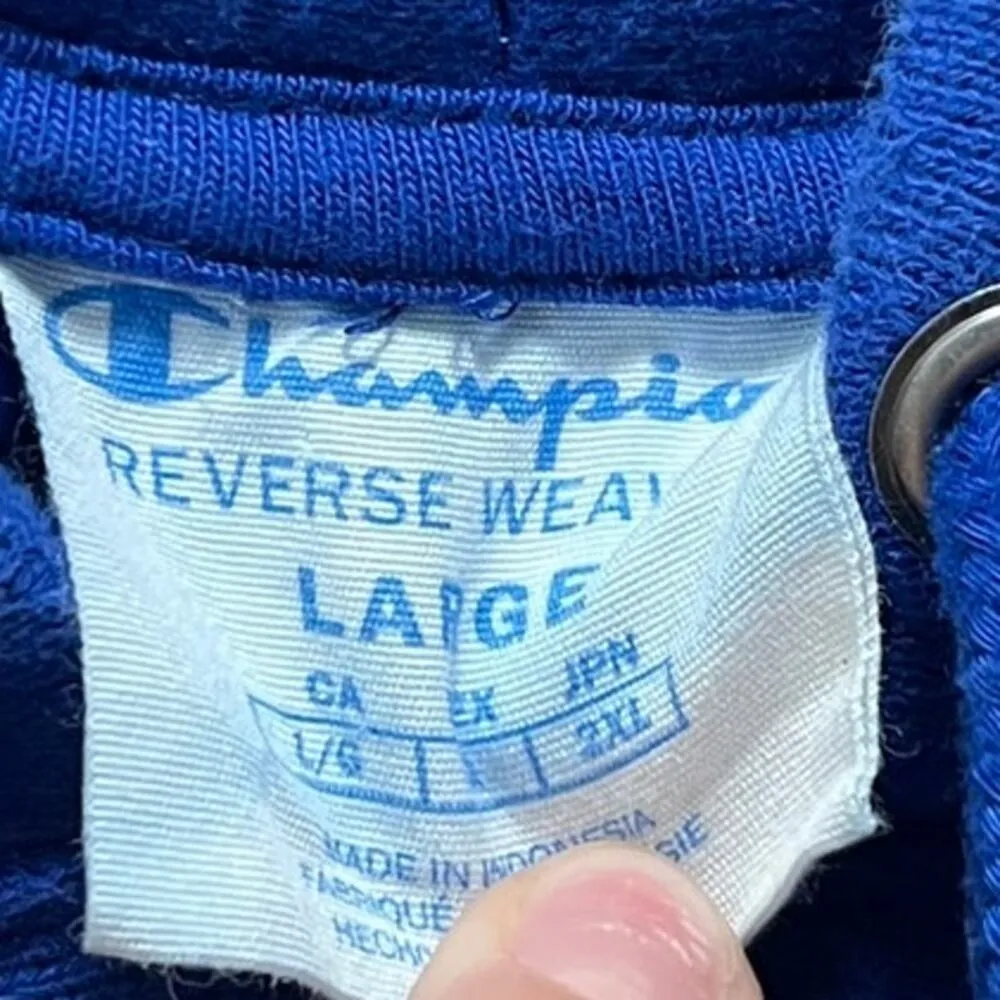 Champion Reverse Weave Royal Blue Maroon Hooded Sweatshirt Size Large - Image 4