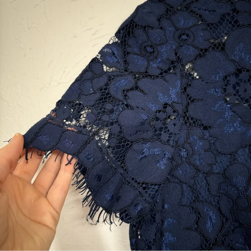 NSR Revolve Blue Lace Midi Sheath Dress Womens M Formal Preppy Date Night Classy - Image 6