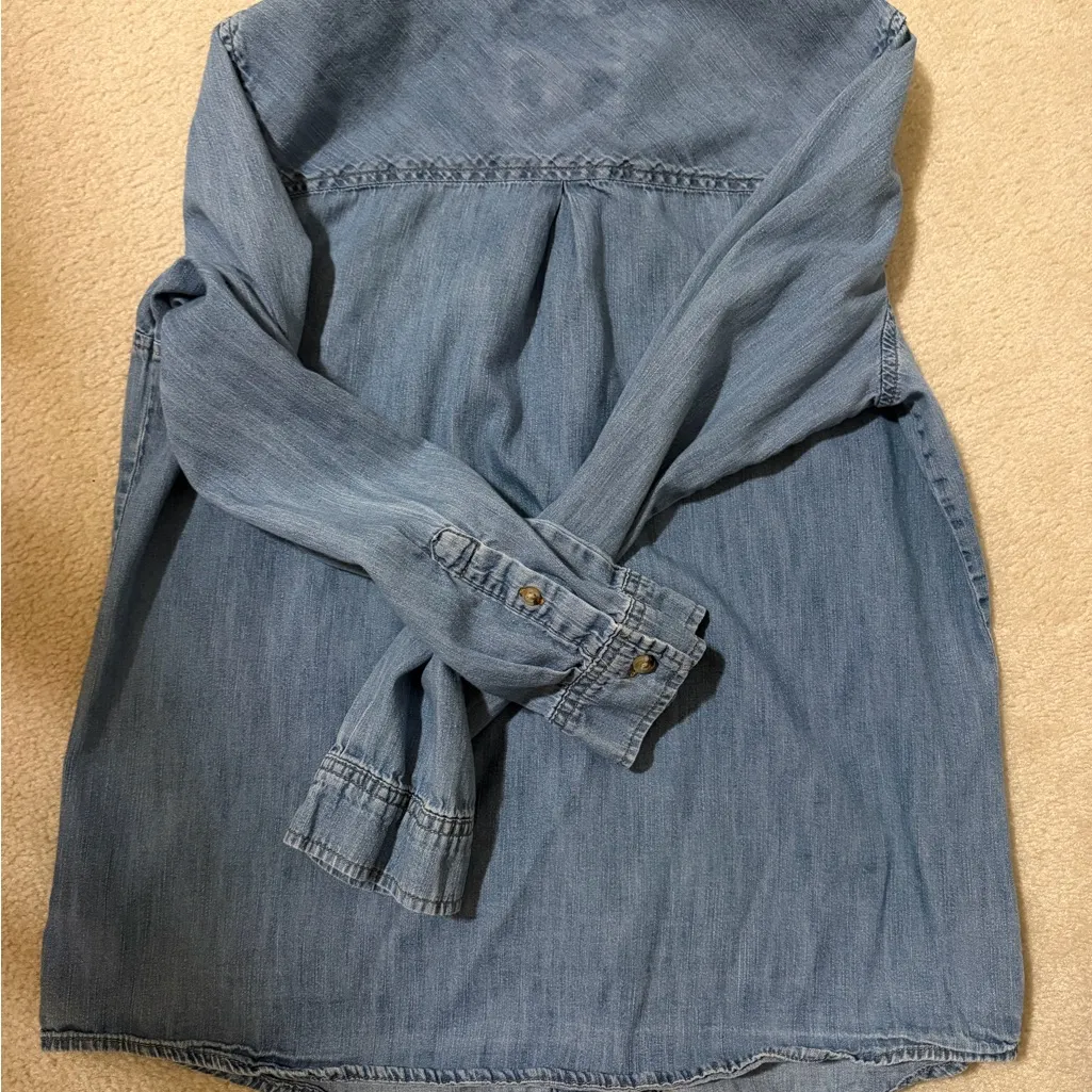 Vintage 100% cotton denim button down SO shirt in L - Image 5