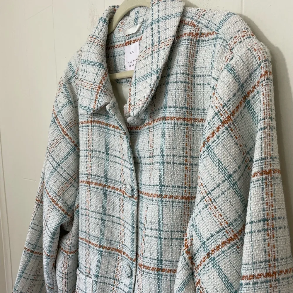 Lauren Conrad NEW White Plaid Tweed Button Up Crop Jacket ~ Size 4X NWT $68 - Image 5