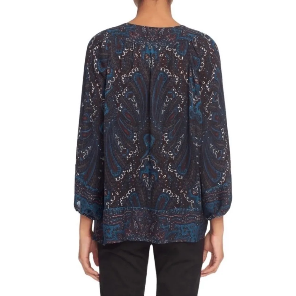 Joie Amatite Silk V Neckline Paisley Print Blouse Size XS - Image 2