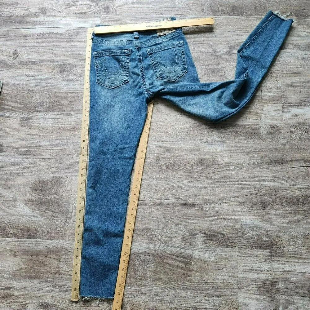 True Religion Halle High Rise Super Skinny Jeans Size 27 Raw Hem Denim 206568 - Image 14