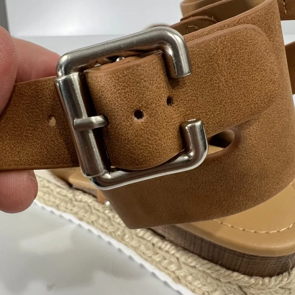 Beige Size 10 New Platform Espadrille Ankle Strap Sandals - Image 12