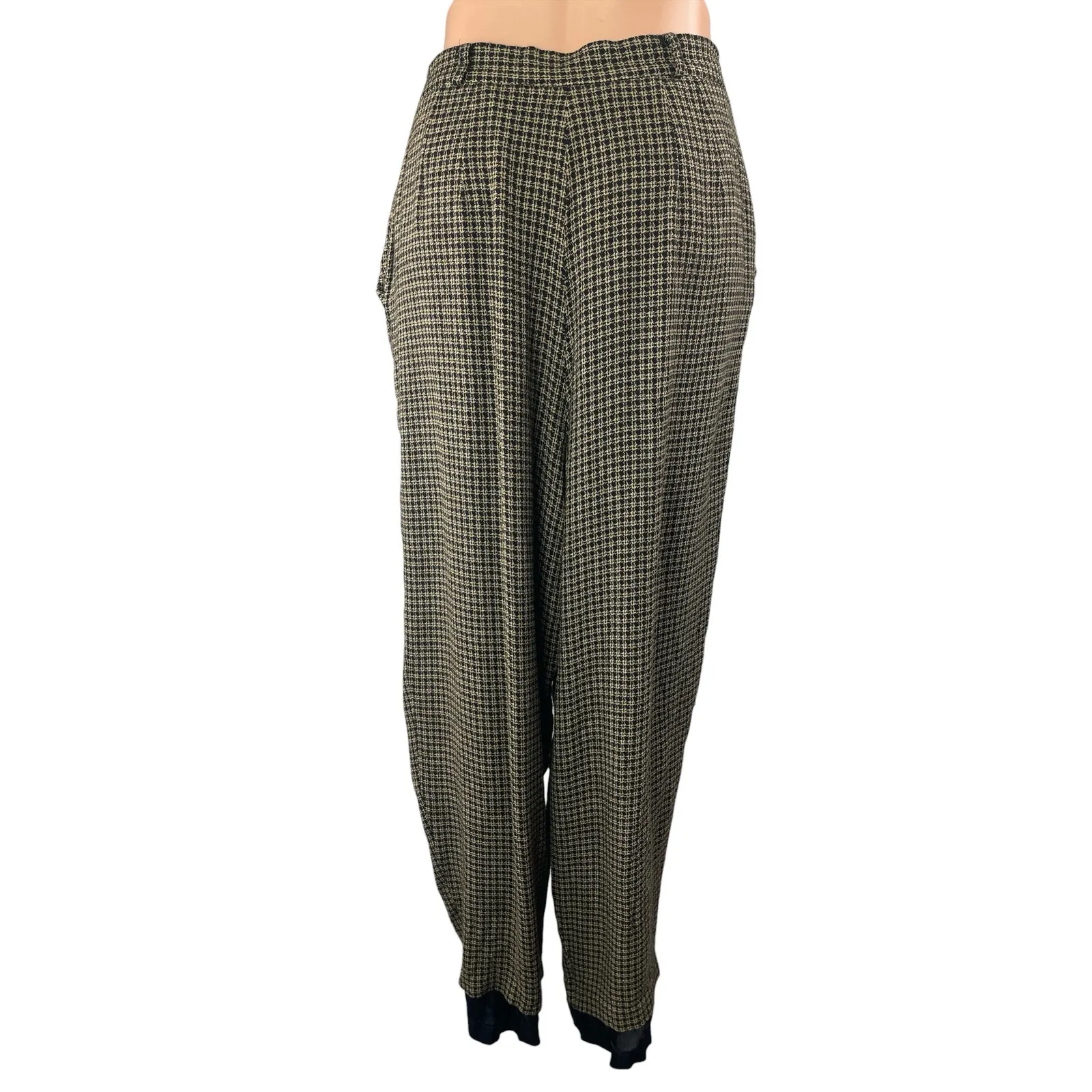Chaus Multicolor Tweed Plaid Check Pleated Tapered Trousers Dress Pants Size 16 Green - Image 2