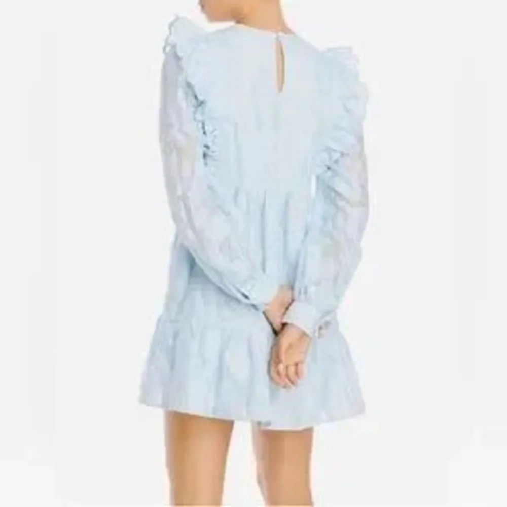 ✨Aqua Scout The City Light Blue Floral Ruffle Long Sleeve Mini Dress Women XL - Image 4
