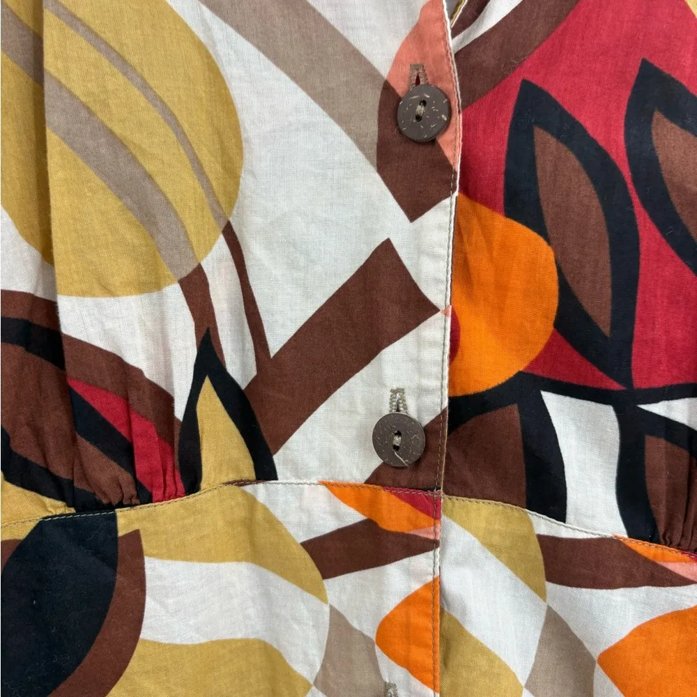 Orvis Vintage Retro 90s Y2K Floral Orange Yellow Button Up Blouse Size Small - Image 7