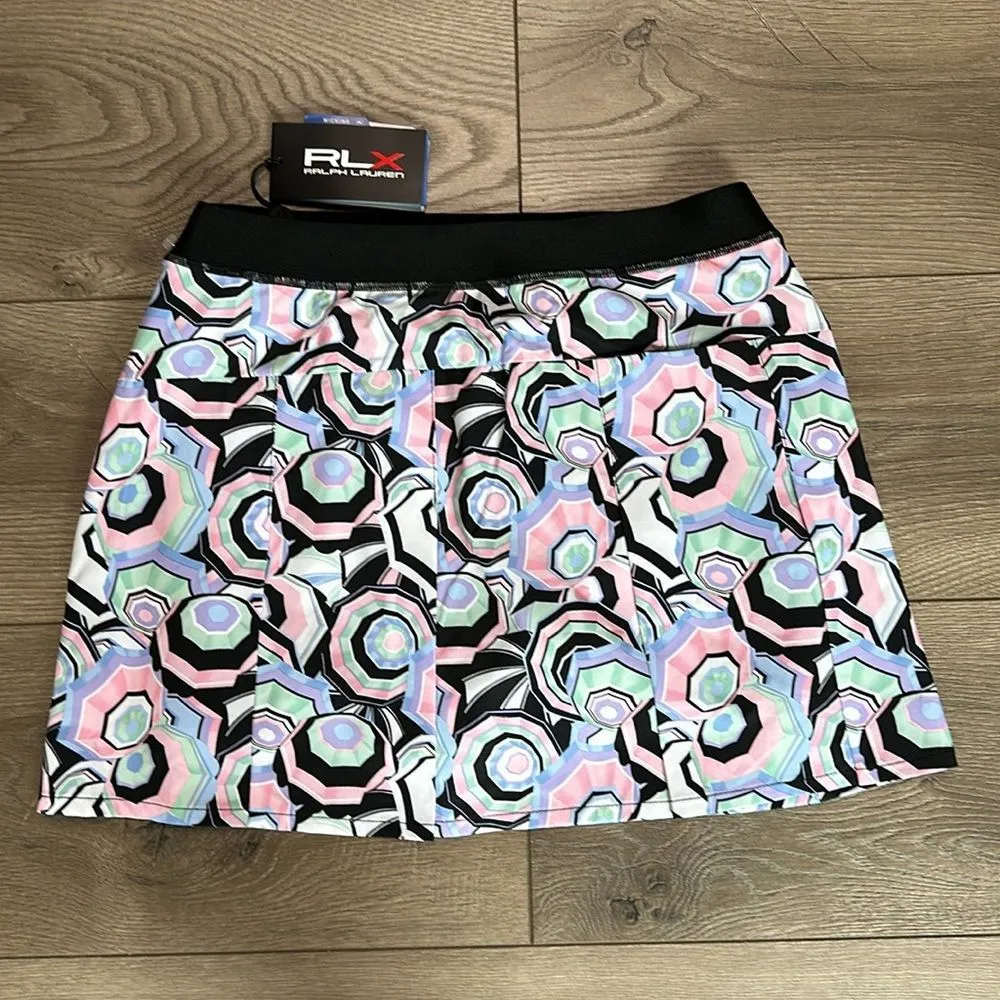 RLX Ralph‎ Lauren 14" Pleated Multicolor Umbrella Print Golf Skirt Size Small Pink - Image 2