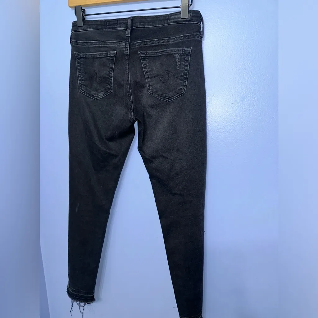 Adriano Goldschmied Raw Hem Stilt Crop Black‎ Wash Cigarette Crop Jeans Size 25 - Image 4