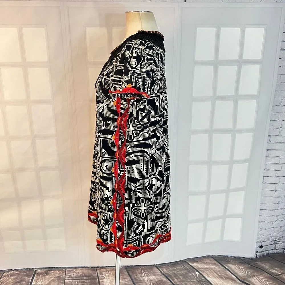 Anthropologie Floreat  Abelia boho front short sleeve shift Dress size medium - Image 10