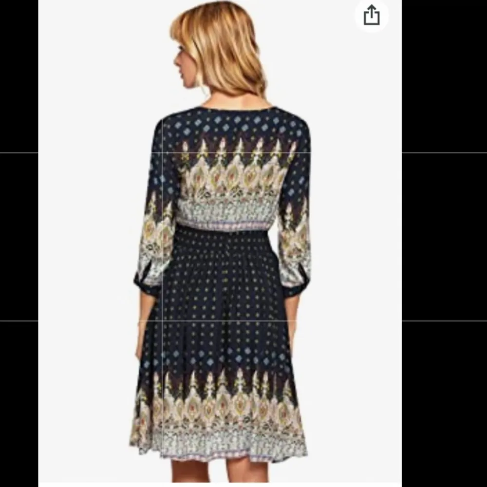 Flowy Boho Dress Blue Size M - Image 4