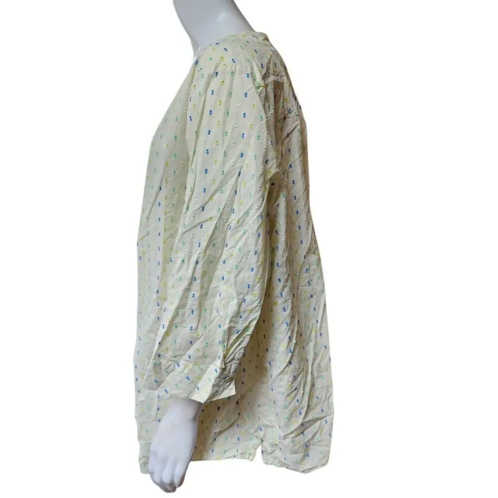 Denim & Company Yellow Polka Dot Button Down Shirt (2X) - Image 3