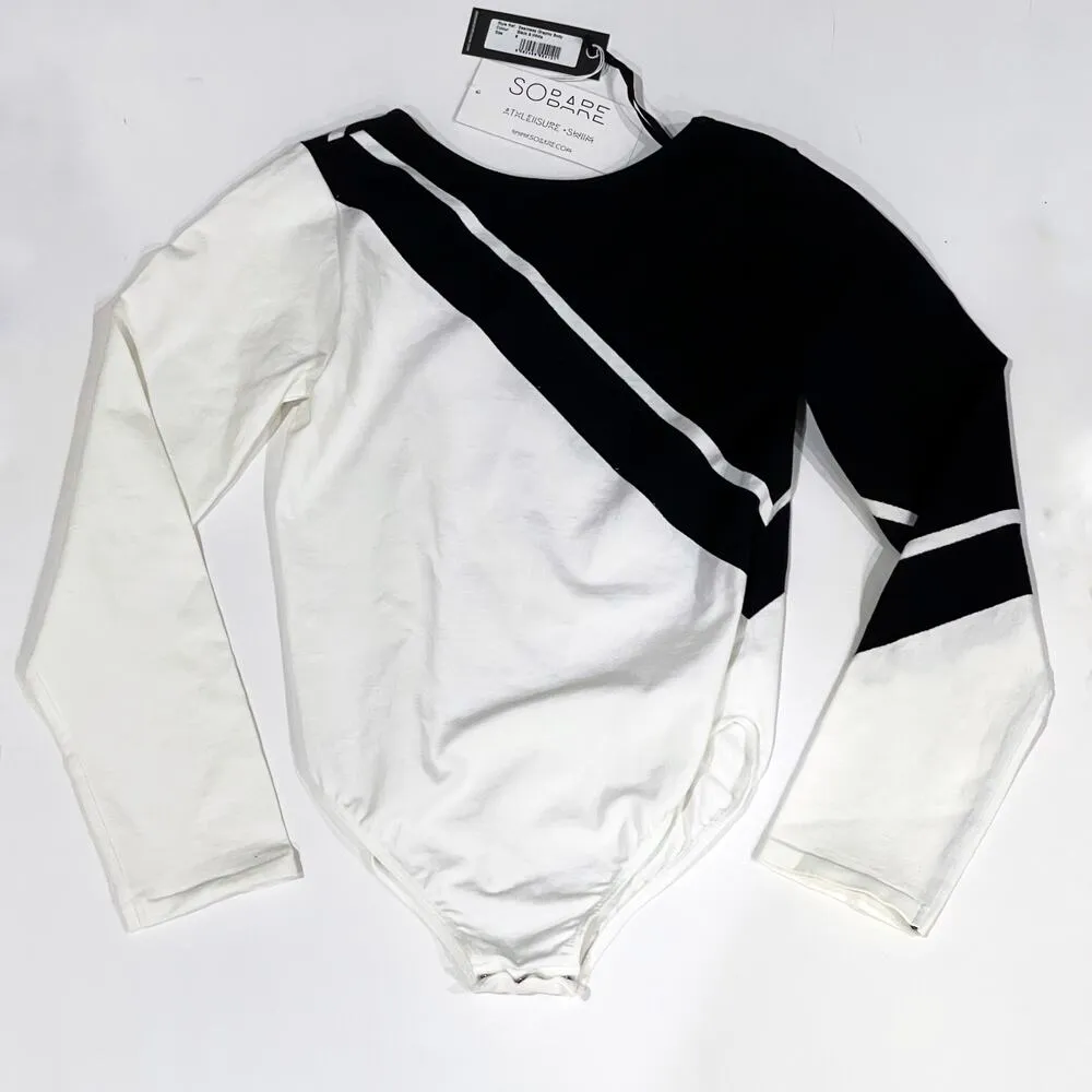 NEW Pepper Mayne M Contrast Seamless Bodysuit Black White Colorblock Leotard - Image 2