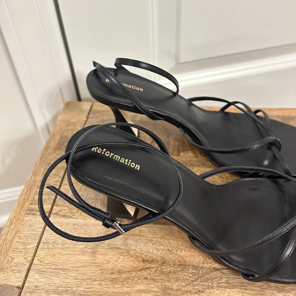 REFORMATION Gen Heeled Sandal in Black Snake Suede Size US 9.5 - Image 5